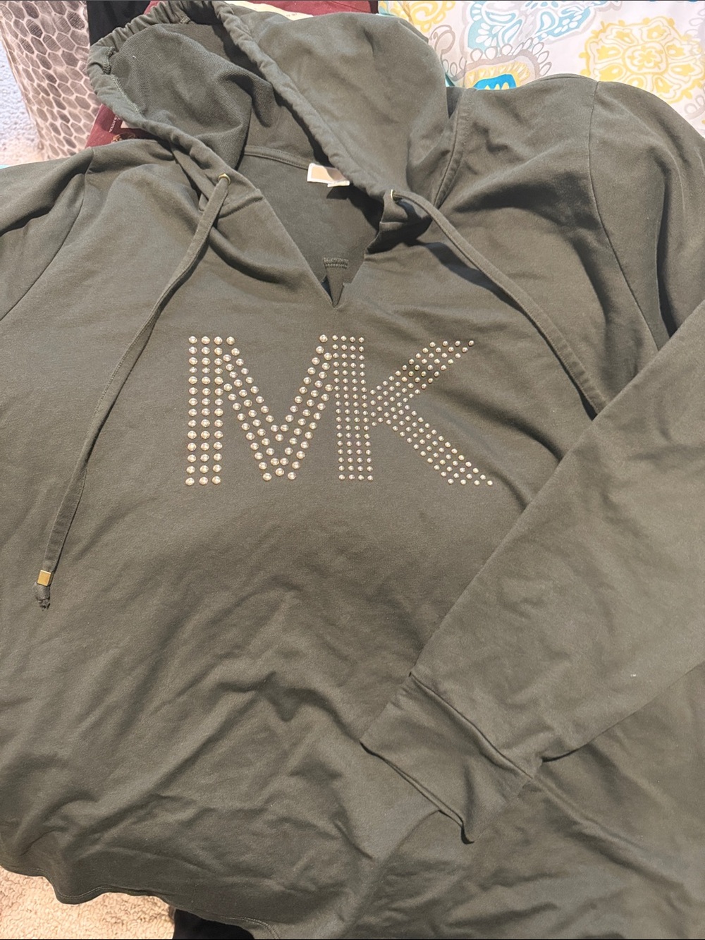 Michael Kors Olive Green Hoodie with Logo Tag